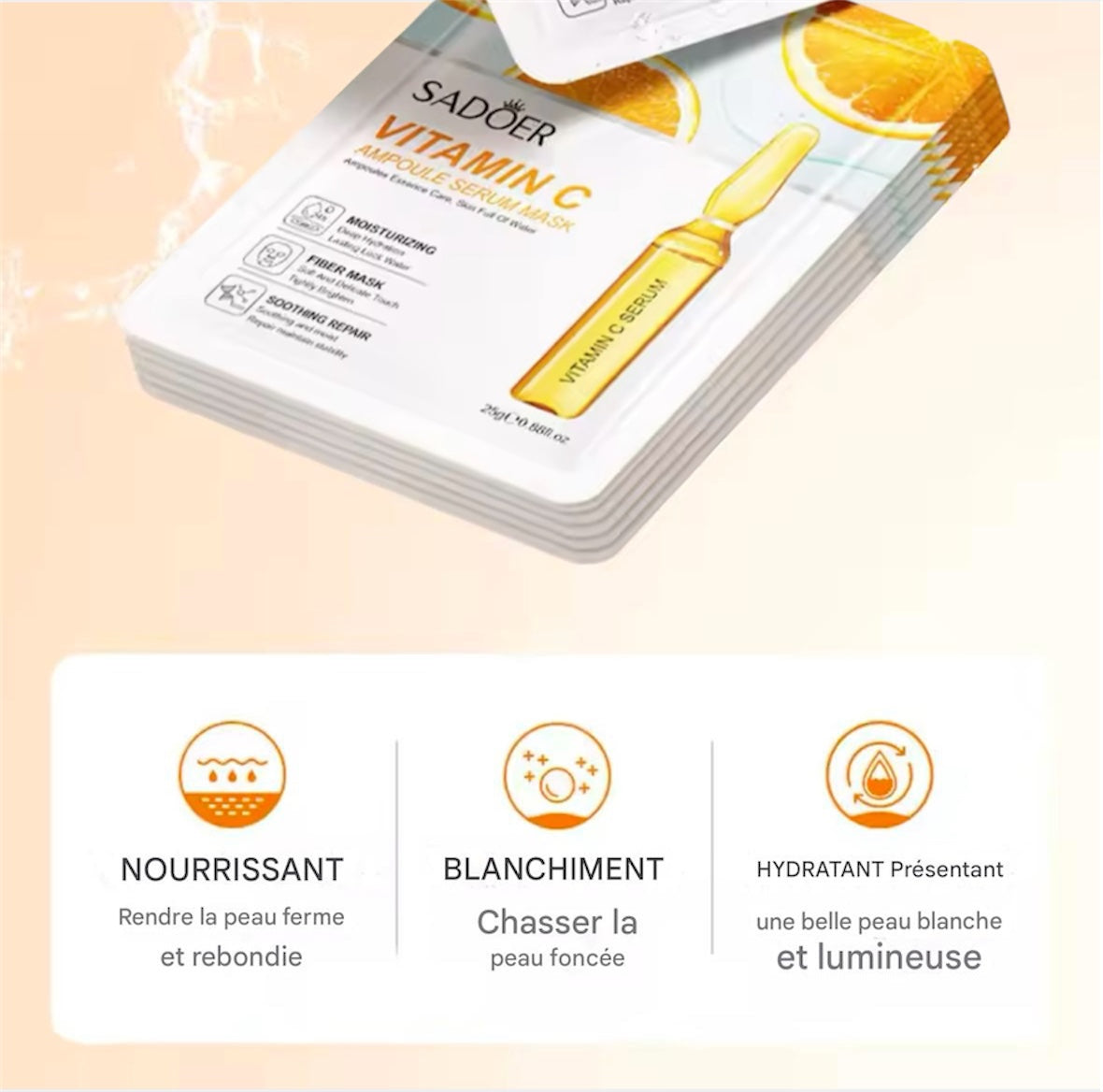 SADOER Masque ampoule sérum Vitamine C
