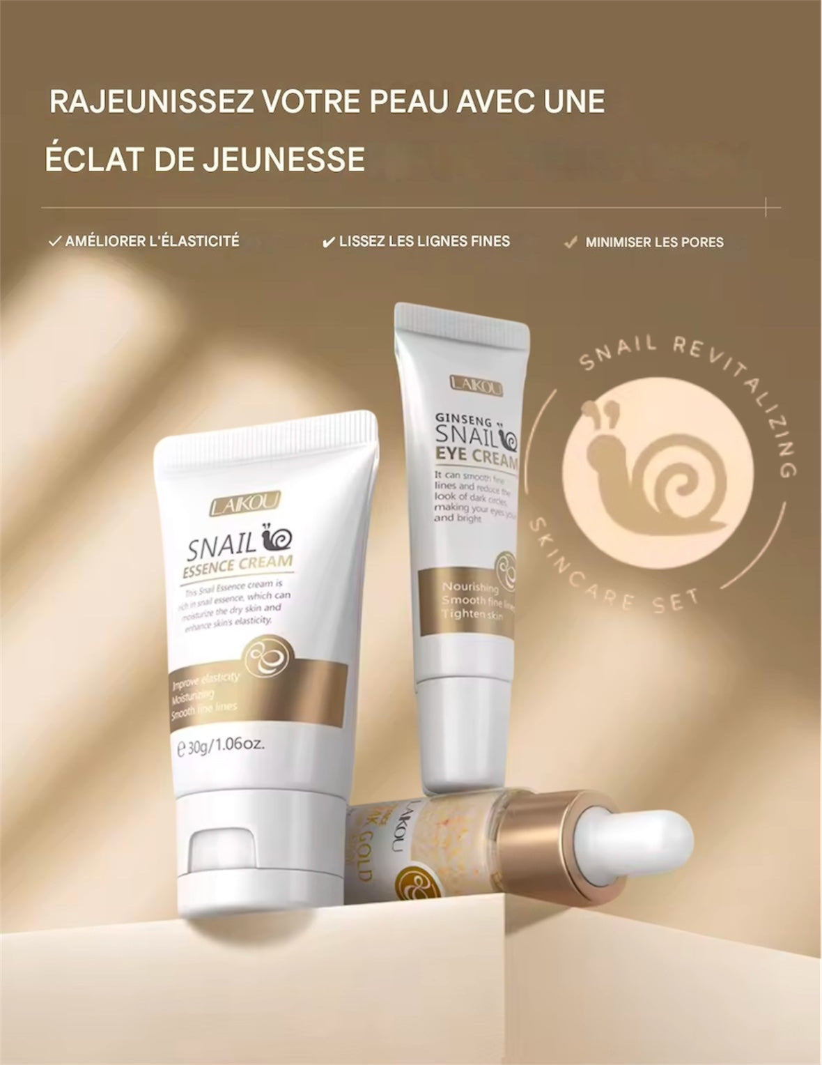 Laikou Ensemble de Soins Revitalisants Snail – Hydratation & Jeunesse