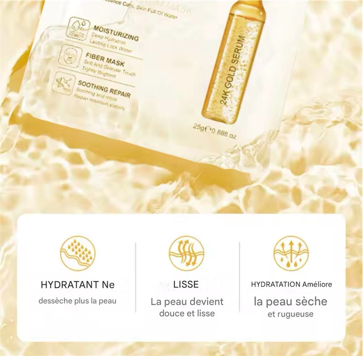 SADOER Masque Sérum Ampoule 24K Or
