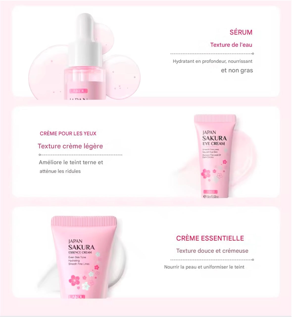 Sakura Ensemble de Soins 3 Pièces
